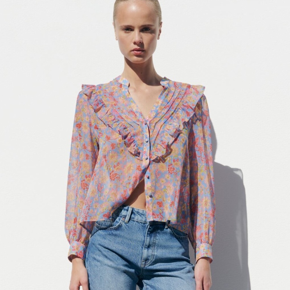 Zara Floral Print Blouse NWT Sz XL